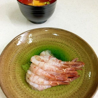 幻のガサエビの刺身と味噌汁 (福井の郷土食)
